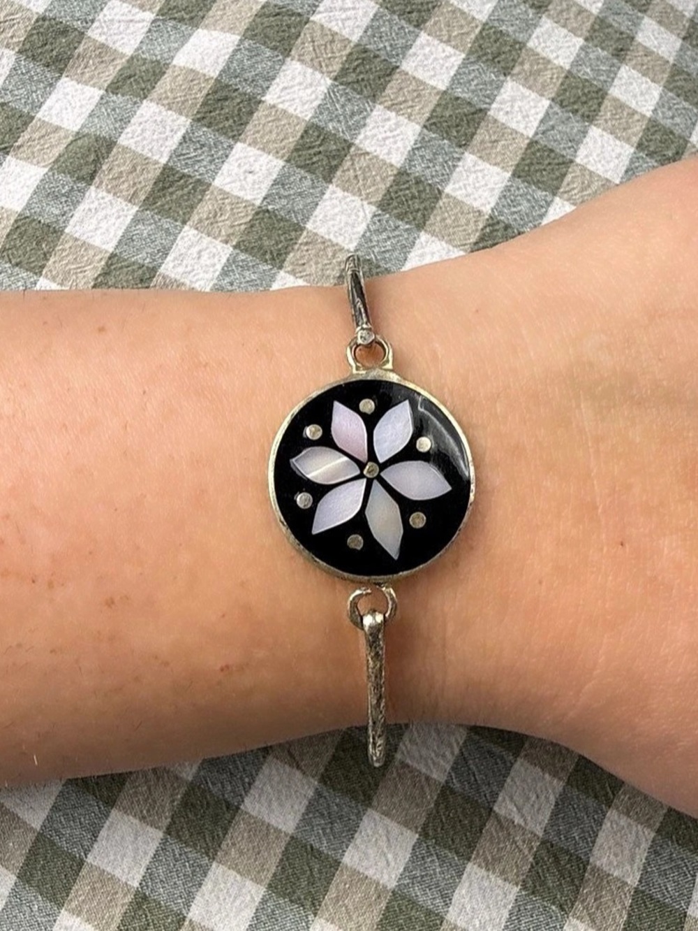 Vintage Alpaca Hinge Bracelet